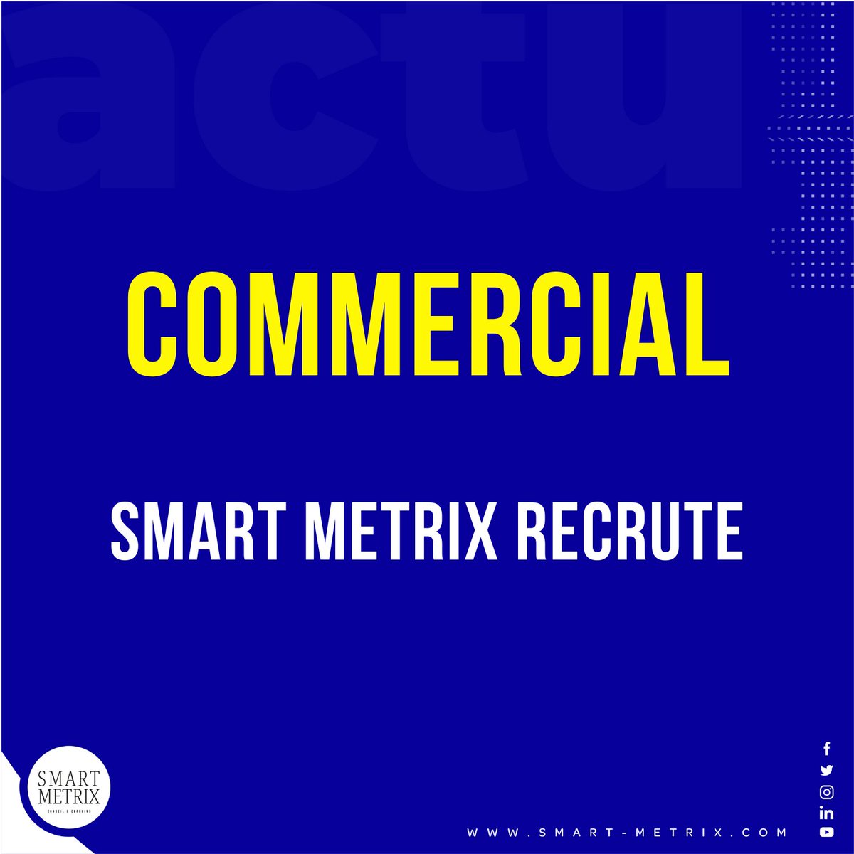 SMART_METRIX_'s tweet photo. #JobAlert

🚨Psst ! SMART METRIX recrute un super #Commercial pour le studio Sales !

Tu es passionné par l’univers du #conseil, du #coaching, et de la #formation ?!

Postulez-ici sans plus tarder 👉 https://t.co/6h4D5F5Cz2
#smartmetrix #emploi #ci225 #work https://t.co/vOKugl2hsx