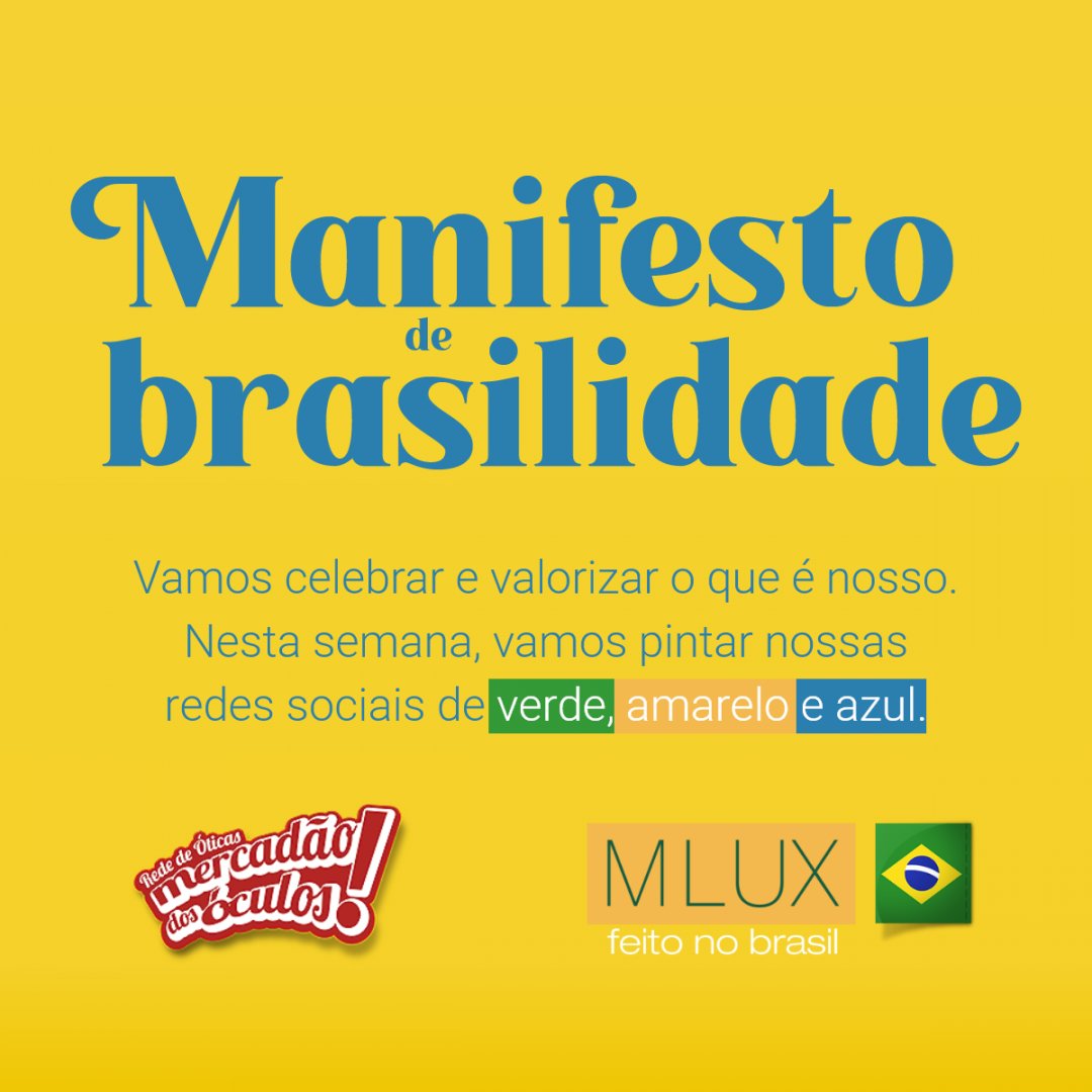 OficialMdo's tweet photo. Na SEMANA DO BRASIL vamos pintar nossas redes sociais de verde, amarelo e azul para apresentar para você nossa linha exclusiva feita no Brasil! 

Ainda vamos valorizar o que temos de melhor no nosso país: cultura, diversão e ofertas especiais nesta semana. 

Fique ligado! https://t.co/rmdV205tIa