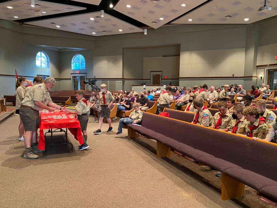 BSACrossroads's tweet photo. Last week, Troops from the Fall Creek District held a Court of Honor to celebrate the advancements earned at Ransburg Scout Reservation. Congratulations on 2 rank advancements, 135 Merit Badges, 12 special recognitions, and an Eagle rank earned! #CACImpact https://t.co/NoF498FHEF