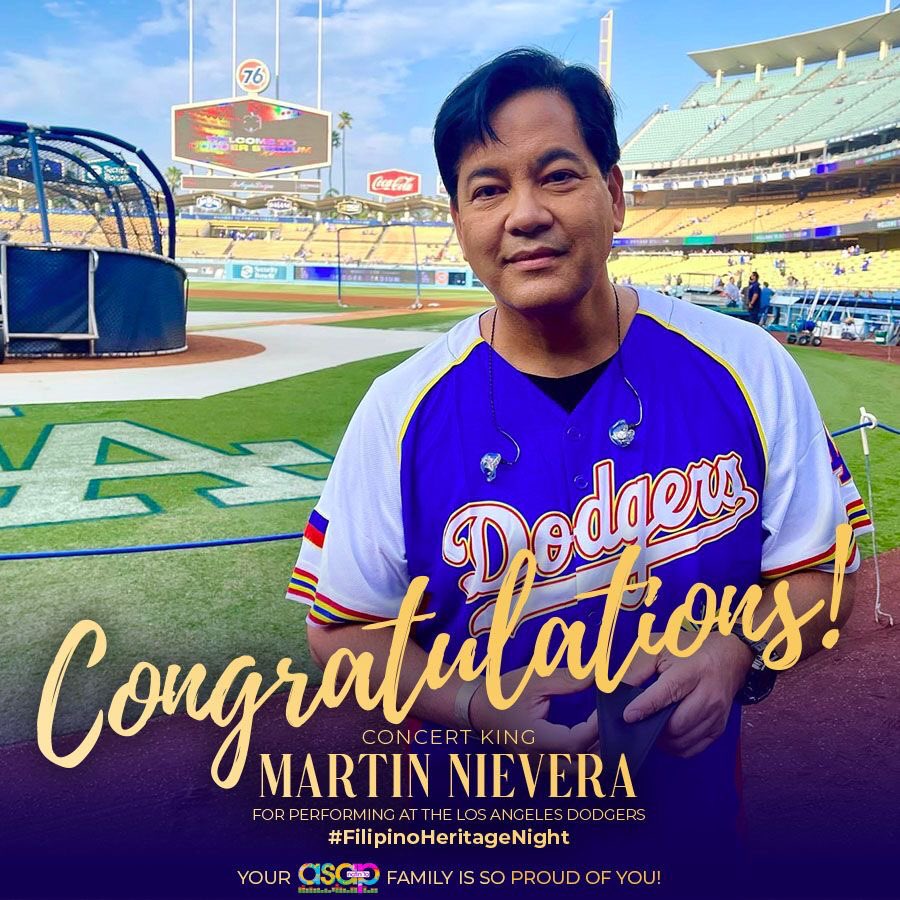 ASAPOfficial's tweet photo. Congratulations Concert King Martin Nievera for performing at the Los Angeles Dodgers #FilipinoHeritageNight 🇵🇭 https://t.co/7i9psCFNKA