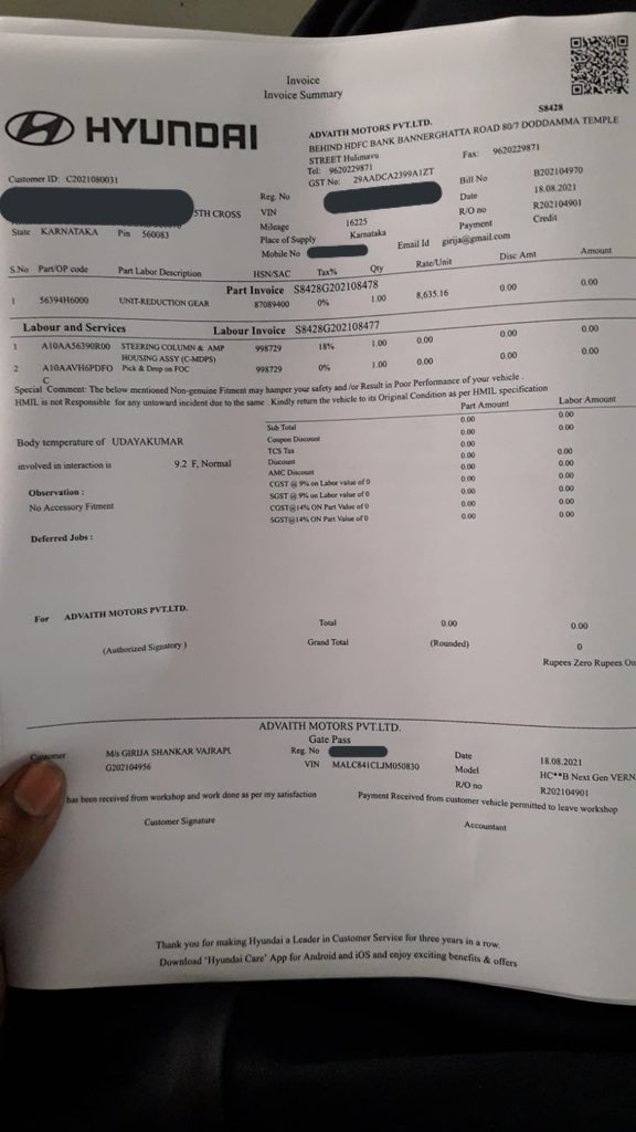 sagarmandakki's tweet photo. @cars24india @Cars24Support can you explain how your 140+ checks did not catch these defects in the car?? 
These defective parts were replaced by authorized service center. Thank god they were covered under company warranty else I'd have to shell out so much money!! #cars24sucks https://t.co/9GtSvi3KSJ