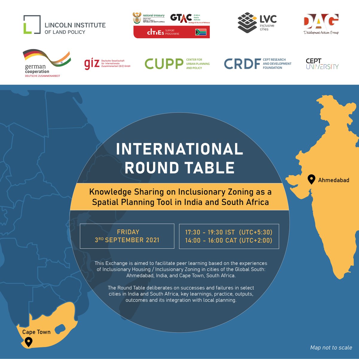 CeptResearch's tweet photo. @giz_india &amp; CRDF in partnership with @DAG__activism   &amp; @landpolicy are organising an #InternationalRoundtable: Knowledge Sharing on #InclusionaryZoning &amp; #InclusionaryHousing as a #SpatialPlanning Tool in #India &amp; #SouthAfrica on 3rd Sep 2021, 17:30 IST | 14:00 CAT. https://t.co/iwTazWsWCJ