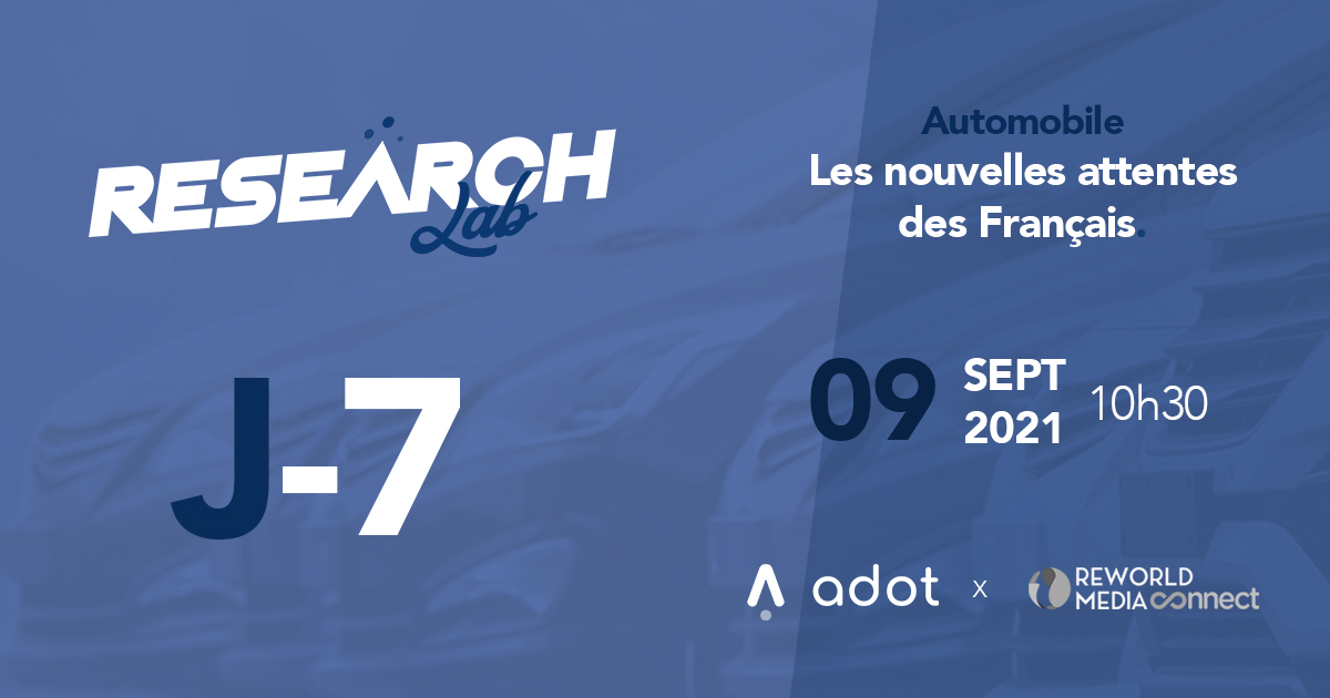 [RESEARCH LAB #5]

🚨 PLUS QUE 7 JOURS POUR VOUS INSCRIRE ! 🚨

Rendez-vous le jeudi 9 septembre à 10h30 pour notre conférence exclusive. Adot &amp; Reworld MediaConnect s'associent sur le thème : " Automobile : Les nouvelles attentes des Français "👉🏻 cutt.ly/anLGQam