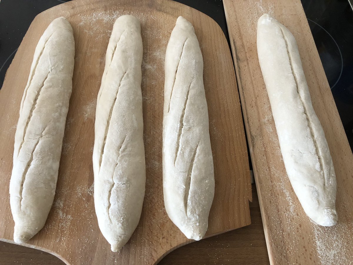 BreadCrusader's tweet photo. @RichardBertinet @bbcmaestro Iβve gone binge watchinβ your lessons and just had to go #baguettes Any suggestions for a cheese π§ and wine π· combo to suit, anyone?? #RealBread #KingOfBread π #ShowTheDoughWhosBoss https://t.co/ug721djRb0