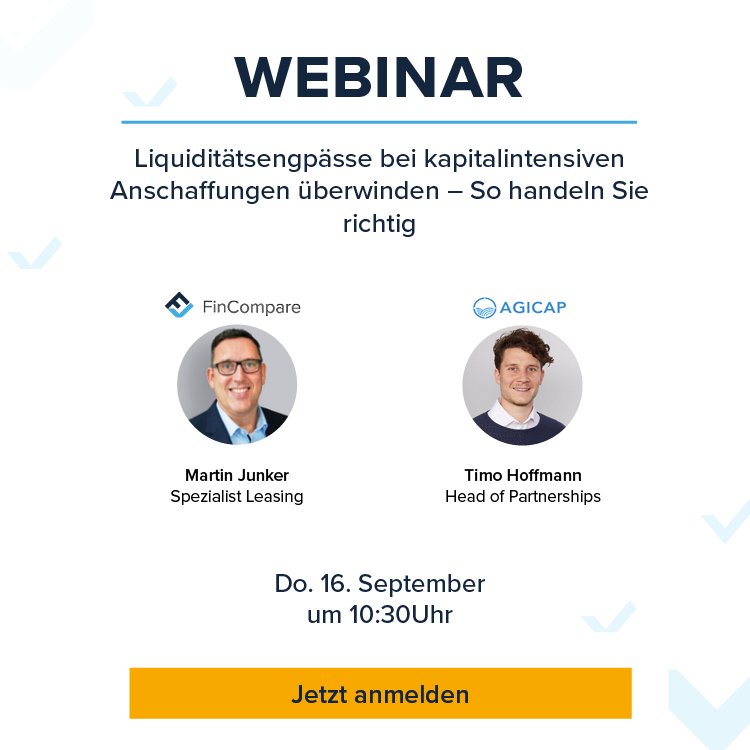 ++𝗘𝗶𝗻𝗹𝗮𝗱𝘂𝗻𝗴 𝘇𝘂𝗺 𝗪𝗲𝗯𝗶𝗻𝗮𝗿 ++
Erfahren Sie, wie man #Liquiditätsengpässe bei kapitalintensiven Anschaffungen überwinden kann und wie Ihnen eine langfristige Planung dabei zu gute kommt.  
Wir freuen uns auf Ihre Teilnahme: lnkd.in/dssiB__K

 #leasing
