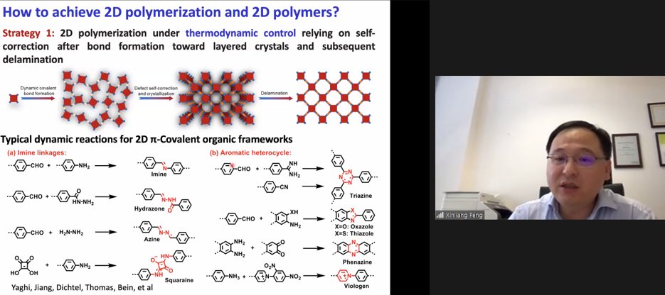 #chem2Dmat 2021 conference is proud to start the Thursday afternoon session with the Keynote lecture on "Advances in Organic 2D #Crystals" presented by Xinliang Feng, new Director of the Max Planck Institute of Microstructure Physics …very exciting and innovative work…
