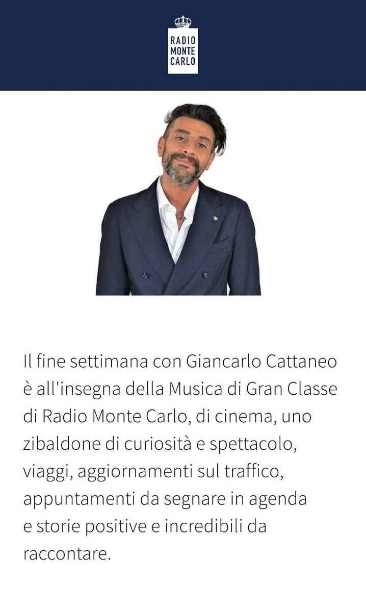 Fiero ed entusiasta <a href="/rmc_official/">Radio Monte Carlo</a>
