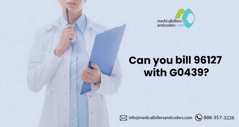 mbc_services's tweet image. According to CCI edits guidelines, CPT code 96127 cannot be billed with G0439. For Medicare, CPT code G0438 and G0439 can be used for annual wellness visit.
Contat us at 888-357-3226.
Get a free Billing Quote: goo.gl/5Xx2d3
#cptcode96127 #CPT #cptcode