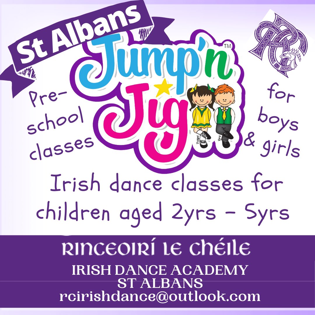 RCirishdance's tweet photo. Jump n Jig classes in St Albans. Irish dance classes for preschoolers aged 2-5yrs starting soon. Contact us at rcirishdance@outlook.com for info on our open morning #irishdancing #jumpnjig #stalbans https://t.co/ysvTGB6aD8