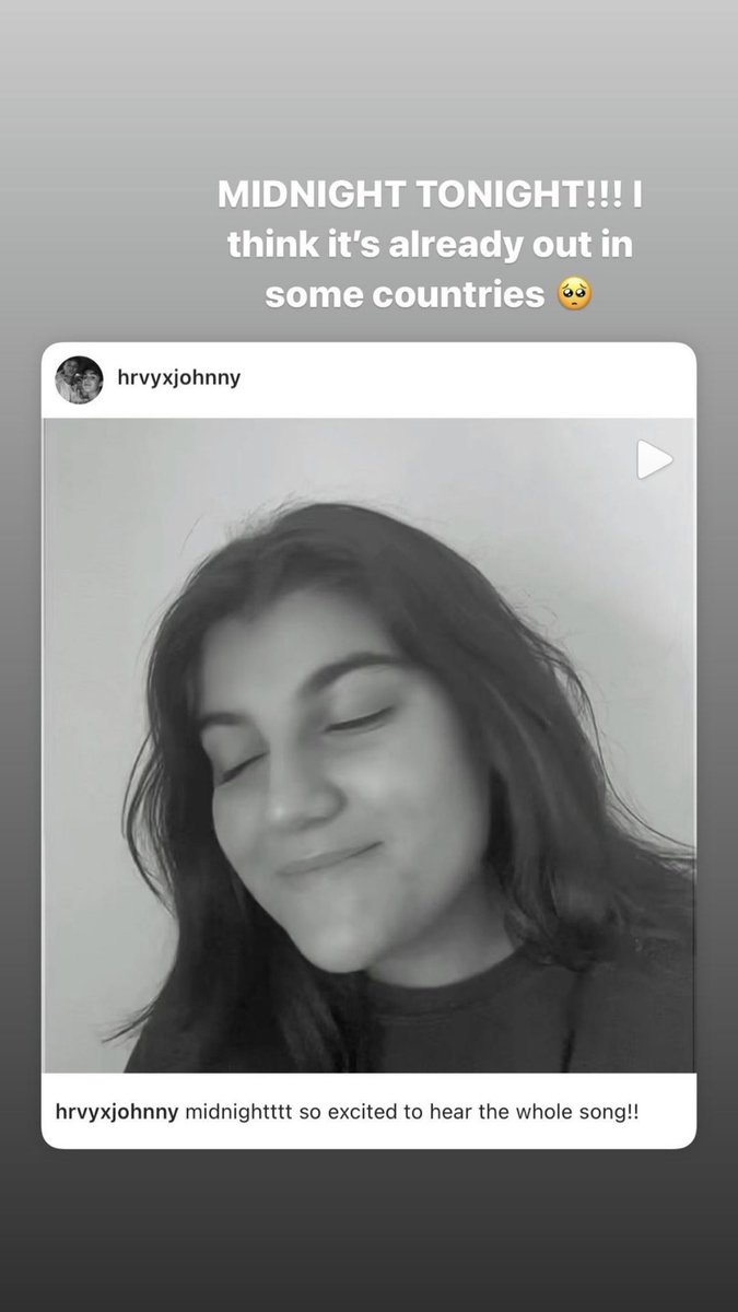 HRVYArg's tweet photo. @HRVY vía historias de Instagram 

“HOY A LA MEDIA NOCHE!!! creo que ya salió en algunos países 🥺” https://t.co/U83PzmDBFZ