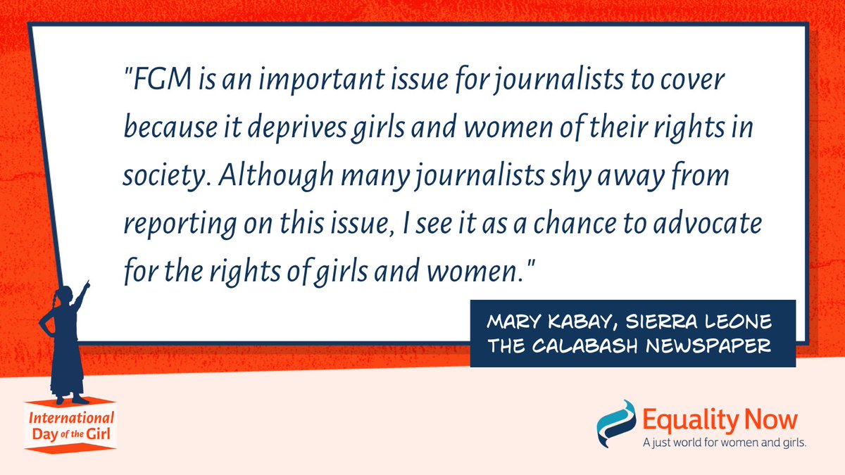 equalitynow's tweet photo. "I see it as a chance to advocate for the rights of girls and women,” says Mary Kabay of Sierra Leone, a journalist who reports on #FGM.
Learn how we are is supporting Mary and journalists across #WestAfrica: https://t.co/0F5Fl4xOX8 #Write4HerRights #SafeFearlessFree https://t.co/8o9tnl4P9B