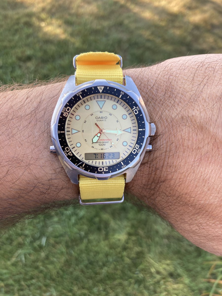 kpfeif's tweet photo. @cwsynergy I bought the watch in 1989.  It’s never looked this good before! #casio https://t.co/MfkwJFtfHa