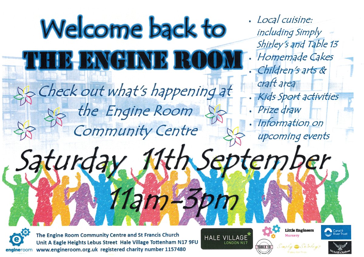 LittleEngN17's tweet photo. We are looking forward to seeing everyone again after this long pandemic at the @stf_engineroom Welcome back event on Saturday 11th December. Please come along to take part in many activities #community #tottenham #engineroom #tottenhamhale #LittleEngN17 https://t.co/hZlvwyRT65