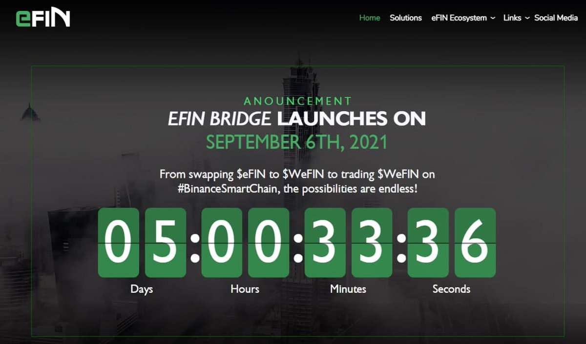 efinexchange's tweet photo. Based on a different time zone and want to track the launch of the $eFIN Bridge? 

Track the launch LIVE on https://t.co/qZxRJhEdfk! ⌛️

Are you closer to the launch than we are? 👀
#eFINDEX #eFINSwap #crypto4all #countdownlive https://t.co/N6zSfgyslZ