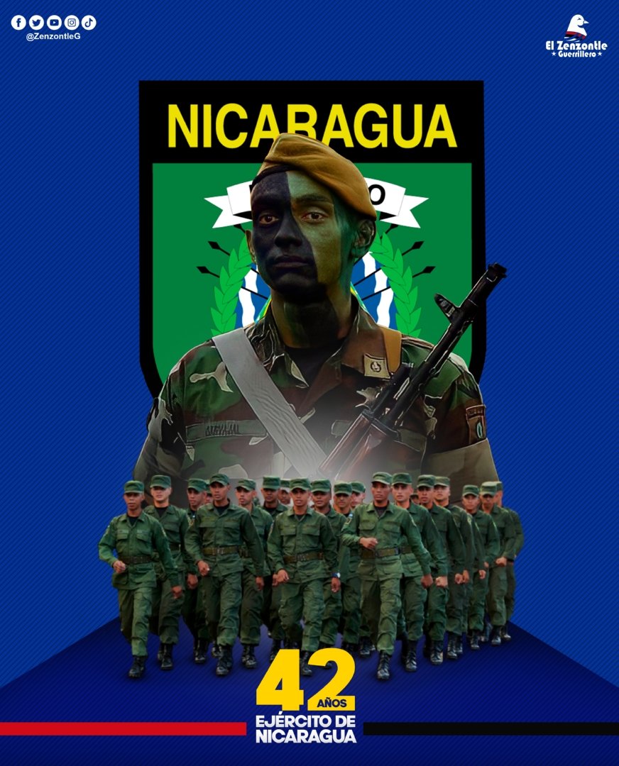 Somos2V's tweet photo. #2021SoberaniaEnMiTierra 

El día de hoy #2Septiembre se celebran 42 años de la fundación de nuestro @EjercitoNic 
Viva Nuestro Ejército de #Nicaragua💪🏻 https://t.co/6XQdR9KPav