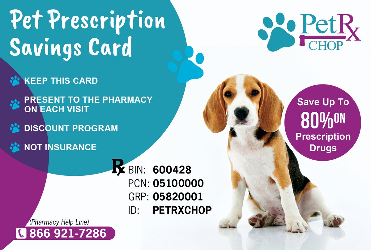 RxChop's tweet photo. Get Your Pet RxChop Card today and save by filling your pet prescriptions at the pharmacy.  Get your Card at https://t.co/qtSZHoI262  or request to be mailed. Send email to MyRxChop@gmail.com  We Love To Help You Save! https://t.co/xIB4sIdMRt