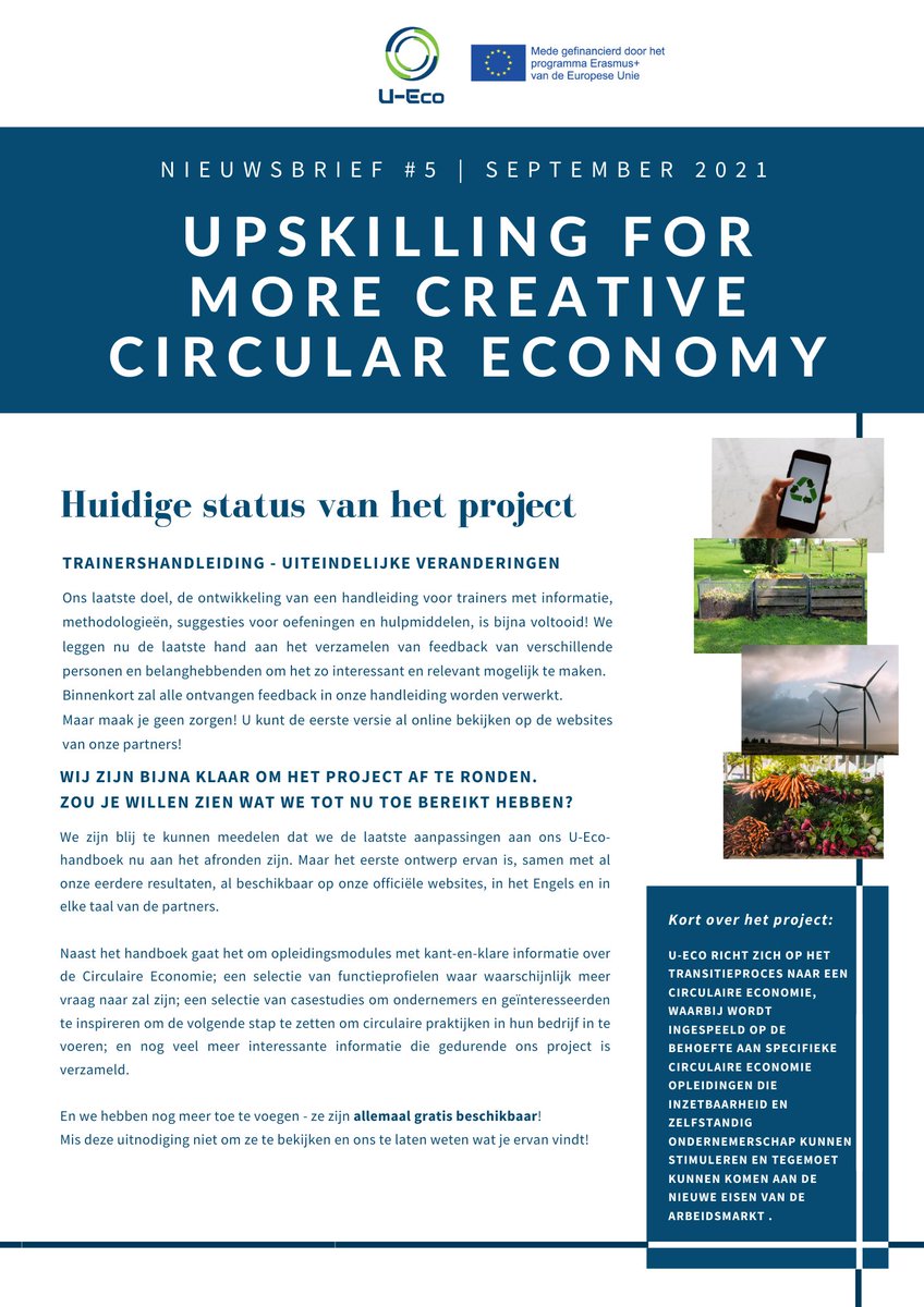 Eurada_RDAs's tweet photo. De 5e en laatste nieuwsbrief van #UEcoProject is nu uit! Hoogtepunten zijn info over ons komende publieksevenement over het promoten van #CircularEconomy via onderwijs en opleiding.♻️🎓
Registreer en ontdek de gastsprekers hier.🖱️➡️https://t.co/Ea1YXpURqX https://t.co/jQOORee56S
