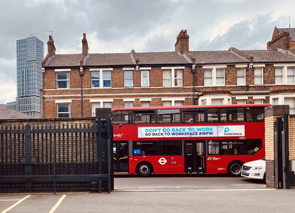 When you are just walking across <a href="/WSVoxStudios/">Vox Studios</a> car park and see one of our #WFW Campaign Bus.😎<a href="/WorkspaceGroup/">Workspace</a> #WorkFromWorkspace #GreatTiming #LondonBus