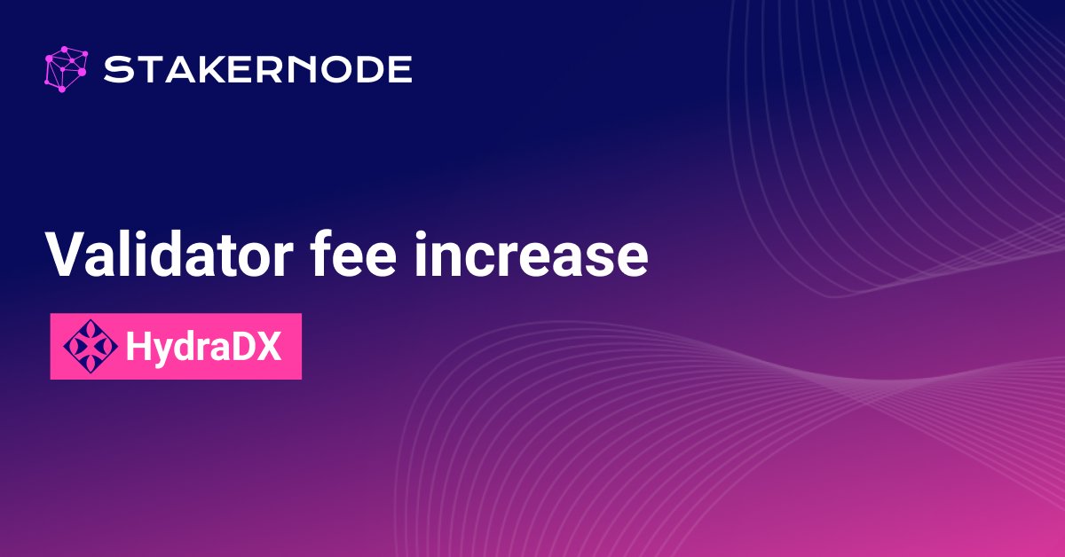 NodeStaker's tweet photo. 🧠StakerNode would like to thank the ❤️HydraDX community for their trust and nominations for the nodes we manage.

As we stated earlier, we are increasing the fee for maintaining the second node (https://t.co/P3WD8WYwti).

@hydra_dx

#hydra_dx #nodesvalidation  #stakernode https://t.co/NUxEQt8qp5