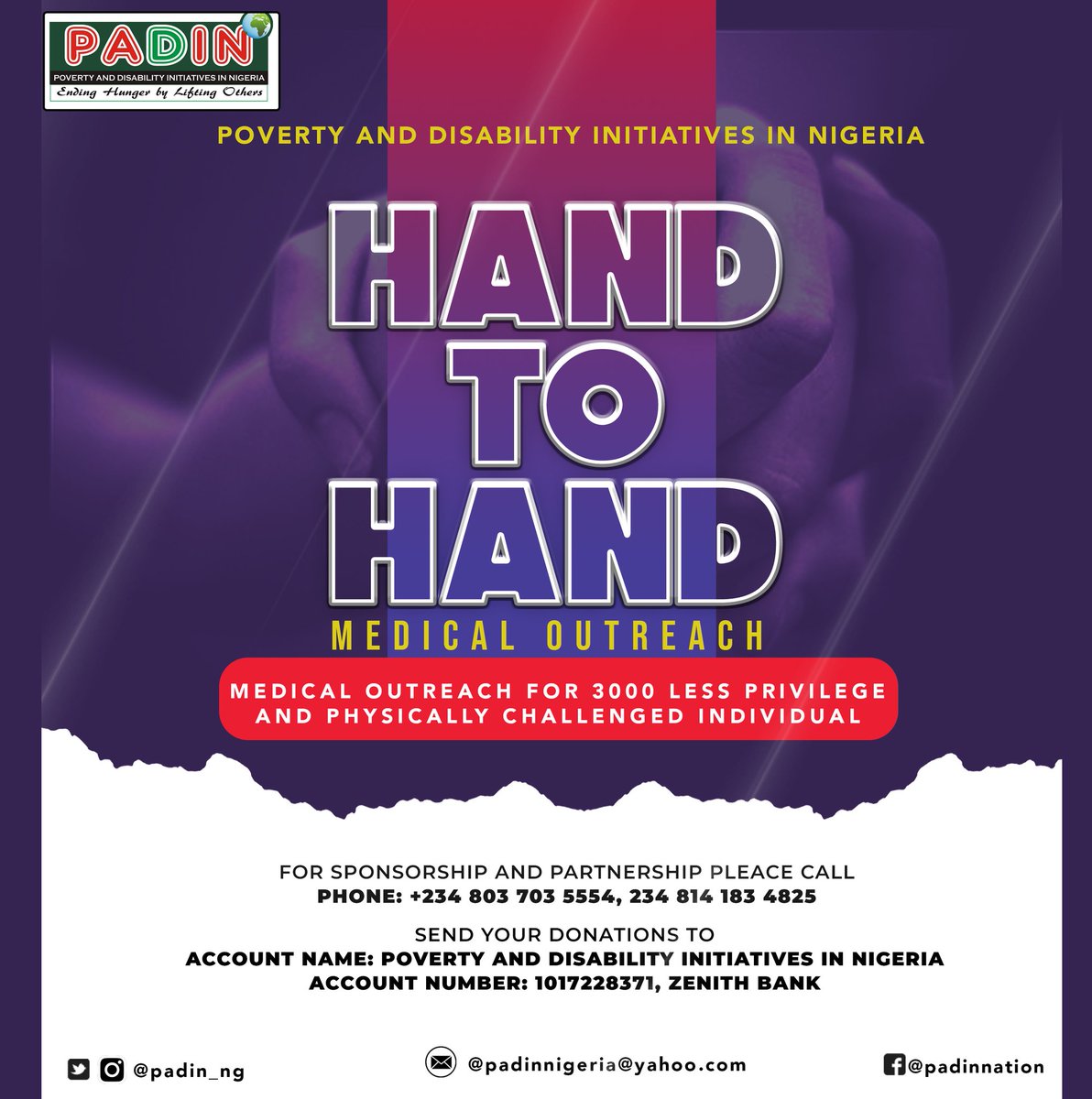 StandoutbeMay's tweet photo. Given back to humanity should be our first major priority if we really want to make world a better place for us. Since health is wealth, this is PADIN organized a HAND TO HAND MEDICAL OUTREACH for 3000 disable and less privileged youths and women in our society. https://t.co/xYtYcSxMPk