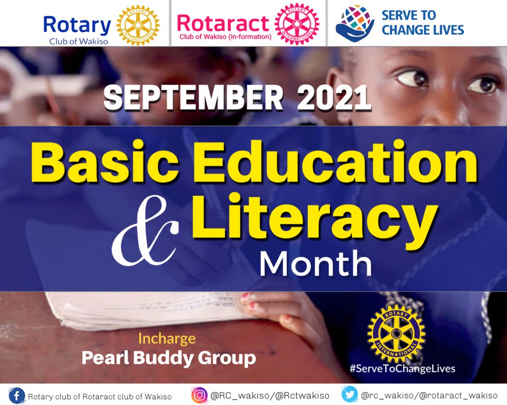 RctWakiso's tweet photo. Fellow Rotaractors, Rotarians and friends with our mother club @RC_wakiso we wish you a flamboyant and enriching Rotary month of September of #BasicEducationandLiteracy to understand deeply the role of education in community transformation 
#RotaryMonth https://t.co/Bzch3UEJsG