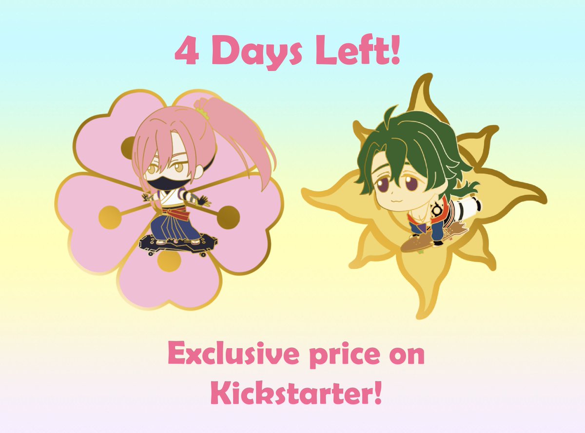 OffuCreations's tweet photo. "We're not alone, right, Kaoru.."🍵🌸

4 days left for our Sk8 Spinning Pins Kickstarter! There's still time to take advantage of our special pre-order price if you haven't already! 
Link: https://t.co/sBJg5amnyG

#SK8エスケーエイト #SK8THEINFINITY #sk8 #enamelpins #animepin https://t.co/fre3r3iwP4