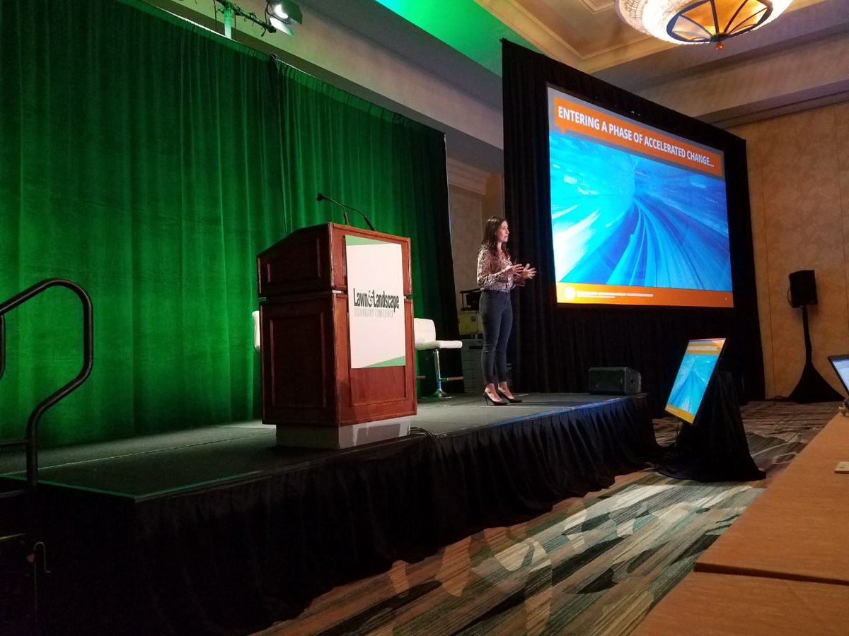 lawnlandscape's tweet photo. The final day of our #LLTechConference is underway with @ErOrange, our keynote speaker for the day. She says two things are critical today: being nimble and being adaptable. https://t.co/zRFtXIRNu8
