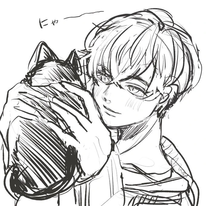 猫と戯れてる千冬🐈‍⬛ 