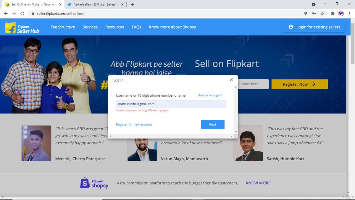 BabelMamta's tweet photo. @FlipkartSellers unable to Login in the sellers panel.
call 7021097319.. Urgently... https://t.co/AQ0KgZMg8L
