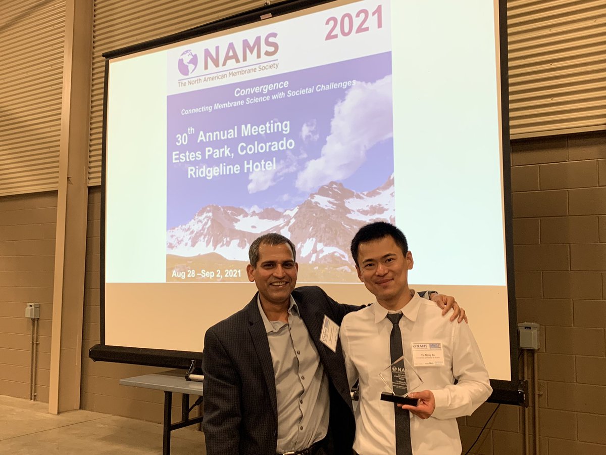 YuMing_Tu's tweet photo. Wonderful in-person conference at Estes park, Colorado.
Thanks my advisor, @MembraneLab , for the NAMS student award nomination! Appreciate the recognition from @NAMS2021 !
@CockrellSchool @TexasChE @ut_caee @M_WET_Center https://t.co/Xy13cuHuAu