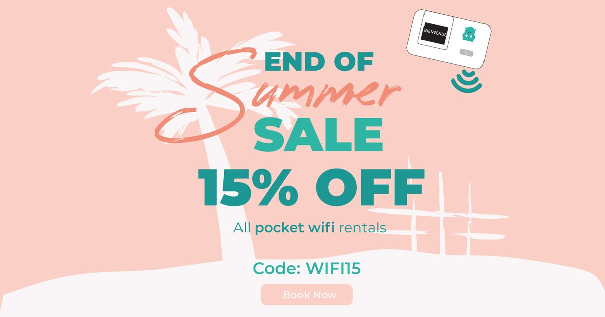 It's time to book your pocket wifi for your upcoming trip! Enjoy the best time of the year to travel to Europe and save 15% OFF with coupon code WIFI15 + get free delivery to France/Europe and USA! hippocketwifi.com/en/book - coupon code valid until Sept. 6th 2021