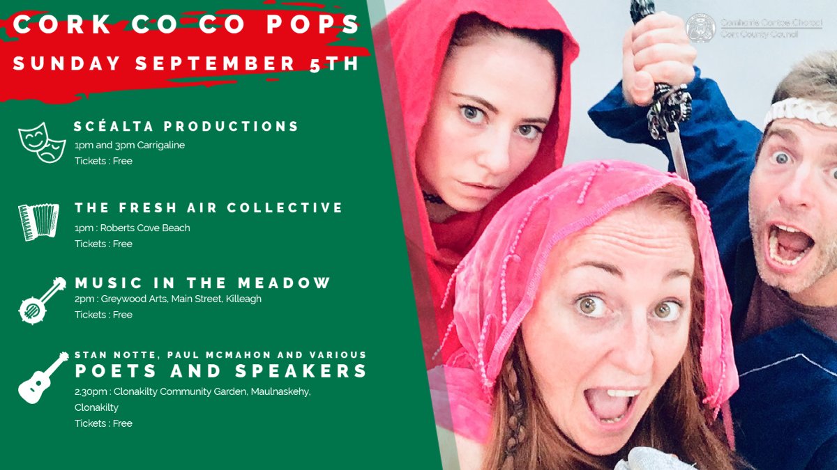 Corkcoco's tweet image. Check out our line up for this Sundays Cork Co Co Pops!
🎭🪕🎸

#LLPPS
@DeptCulturelRL 
@pure_cork