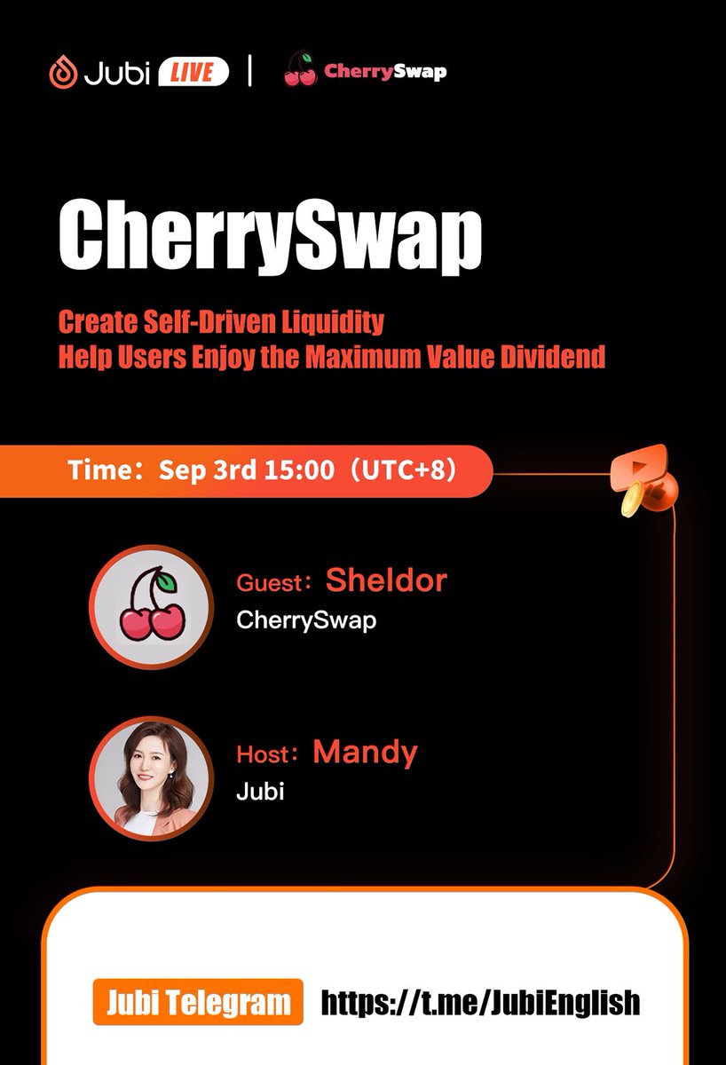 Jucom_Official's tweet photo. 1/Retweet to Win CHE Airdrop Reward!
 
Rules: 1, Follow @JBEXCOM and @CherryswapNet; 2, Retweet this twitter, the first 60 people will share the 180 USDT equivalent CHE tokens airdrop reward.
Fill the form→https://t.co/ppUG4ZXByi https://t.co/wwnrS0HrDs