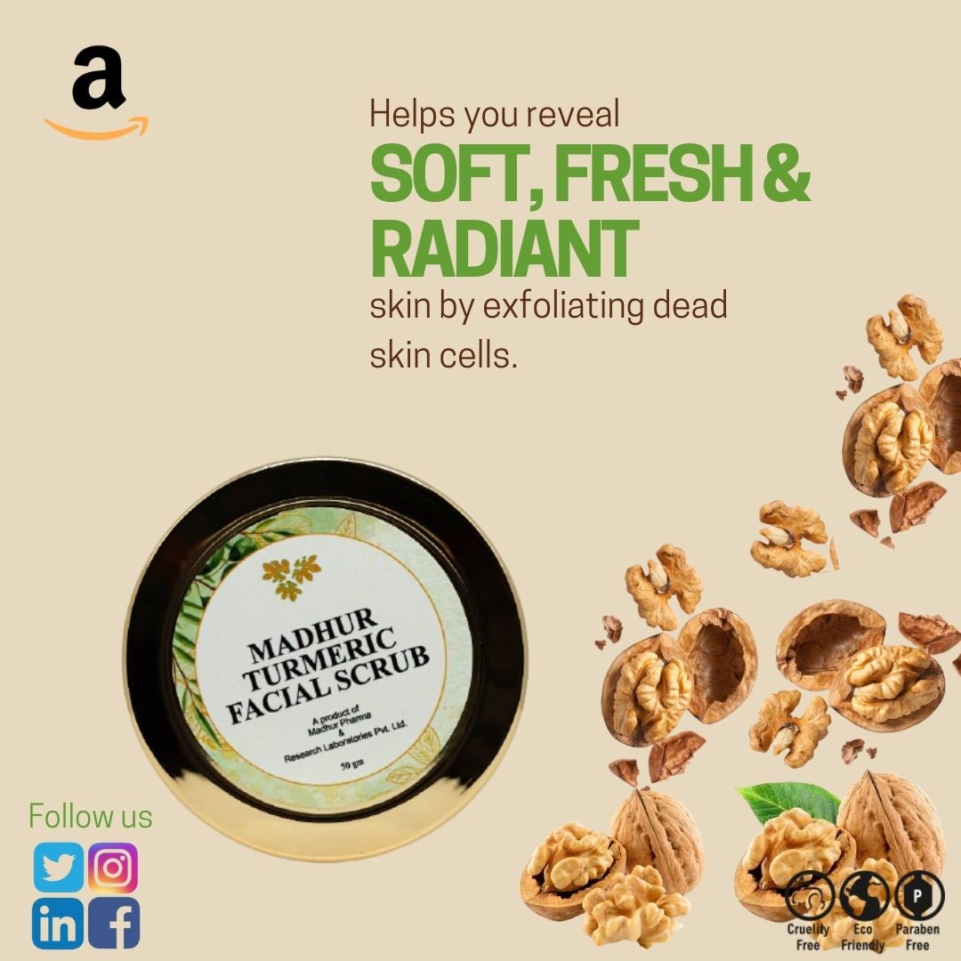 MadhurPharma's tweet photo. Madhur Turmeric Facial Scrub is now available on #Amazon to help you reveal #soft #fresh &amp; #radiantskin. Buy now at https://t.co/1qjcSvooRX &amp; avail exclusive #BOGO #buyonegetonefree offer. #turmericbenefits #ayurveda #naturalbeauty #turmeric #herbalproducts #celebratingnature https://t.co/17b22XFTFi
