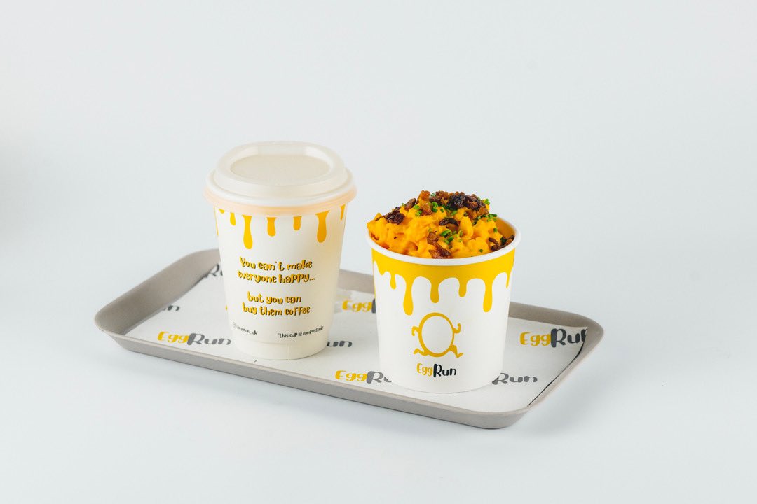 EggrunUk's tweet photo. The Cup On The Run is a great breakfast option and perfect alongside an Allpress coffee in the morning ! ☕️🍳 Are you having it with or without bacon bits? 🥓 💛 https://t.co/99EGjMPWiA