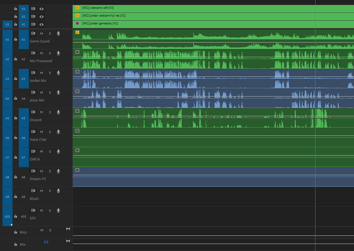 SquarkP's tweet image. x2Twins's Audio has reached it final form... 24 tracks of audio and 3 video tracks all from the same OBS.