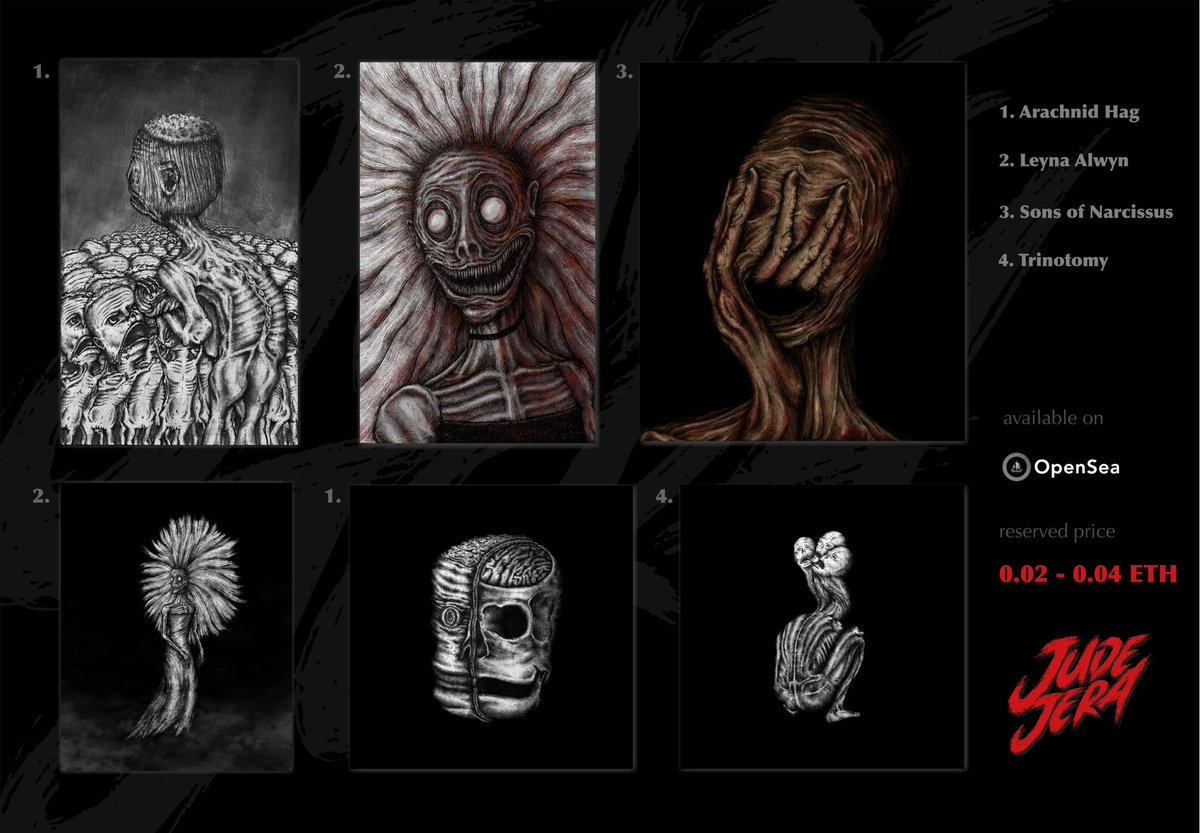 judejera's tweet photo. These creatures have their own story 
Find them out here >> https://t.co/6ADEglTSpI

#darkart #darknft #nft https://t.co/NNqPWI1vlB