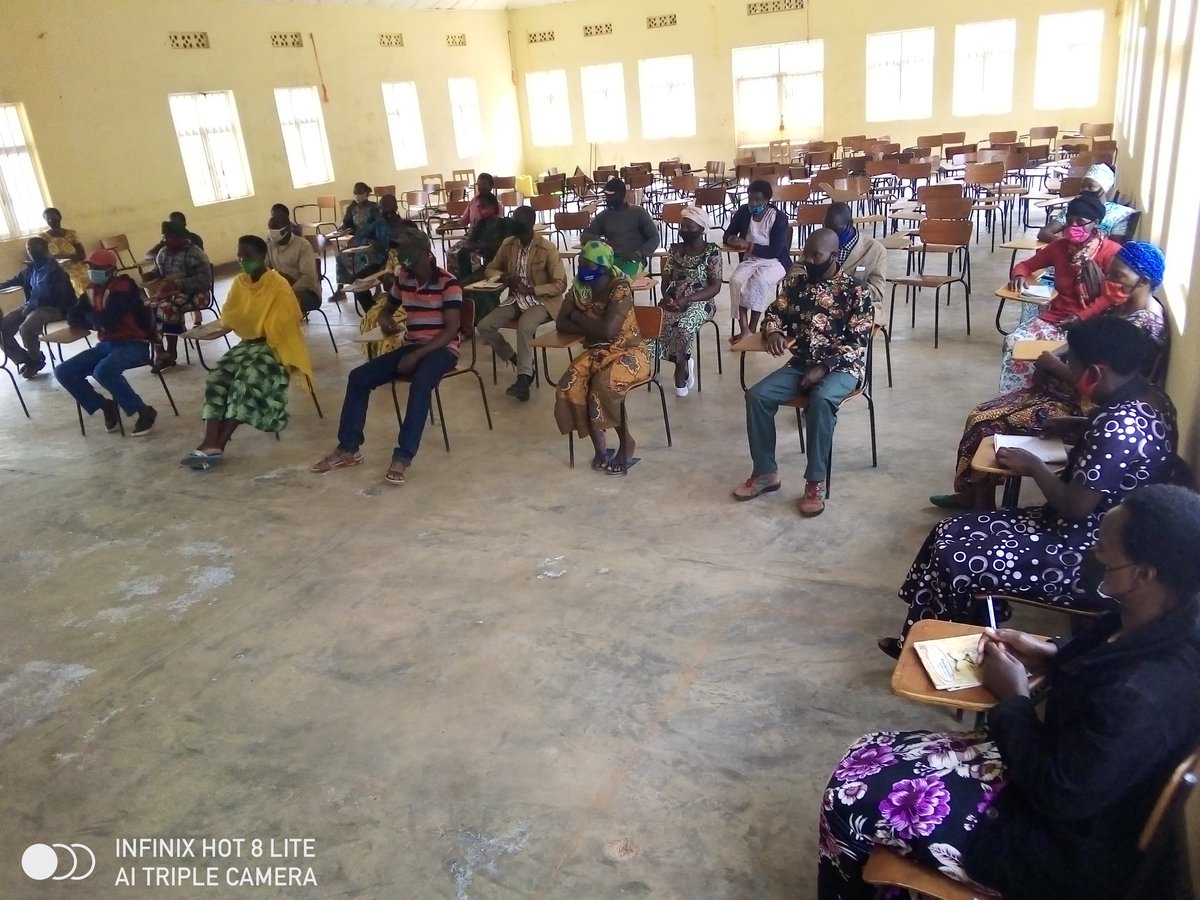 RwandaCejp's tweet photo. Mobilization on the transformation of domestic conflicts continued today in #BaseSector of @rulindodistrict. Around 30 men and women exchange ideas, suggestions on the way forward to the matter in a bid to build family without abuses&amp; conflicts @trocaire @RwandaCejp https://t.co/5U4UJxEpnG