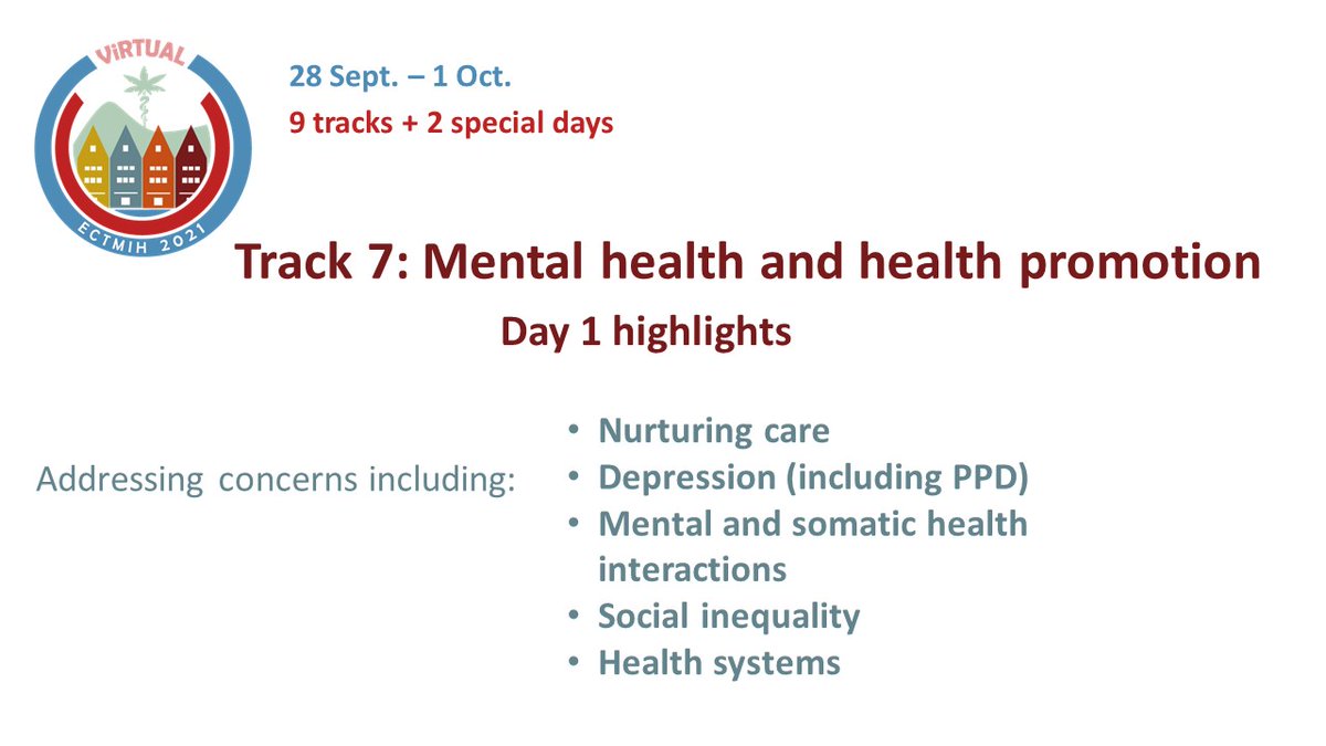 #ECTMIH2021 Track 7 – Day 1 Using basic clinical, qualitative, and quantitative research, implementation science and research with relevance for the lifespan to address mental health and health promotion. All are welcome! Learn more: ectmih2021.no