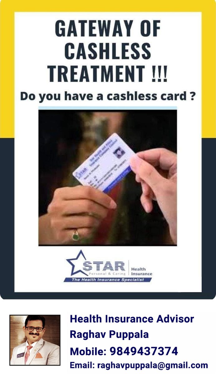 NAdsxcell's tweet image. Gateway of cashless treatment!!!
Do you have a cashless card ?
Star Health Insurance for more details Call:9849437374
#starhealthinsurance #cashlesscard #healthcare #cashlesstreatment #healthinsuranceadvisor