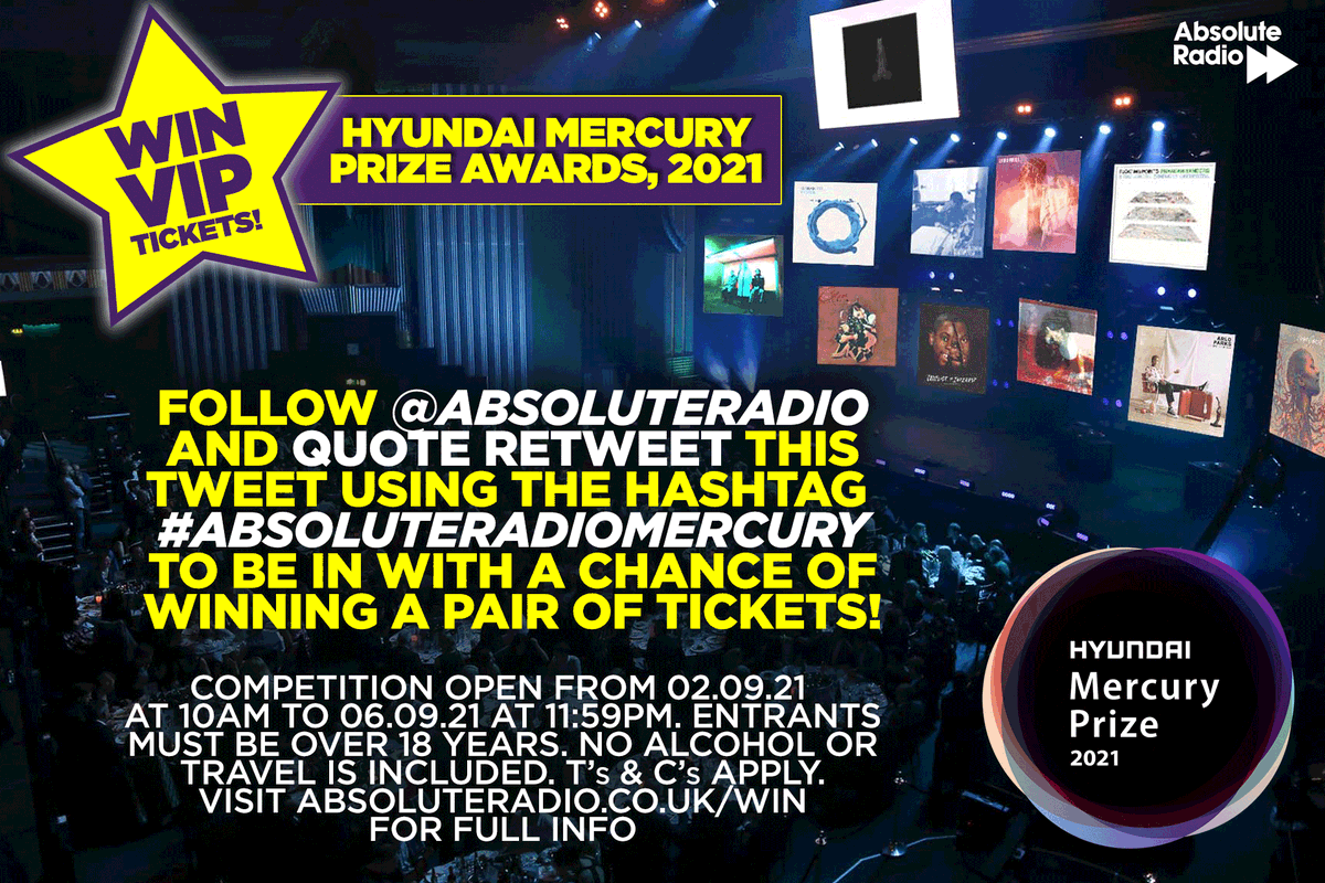 absoluteradio's tweet photo. Win a pair of VIP tickets to the 2021 Hyundai @MercuryPrize Award Show courtesy of @Hyundai_UK 🎶 #HyundaiMercuryPrize 🎶

HOW TO ENTER👇
1. Follow @absoluteradio on Twitter
2. Quote RT this tweet using the hashtag #AbsoluteRadioMercury

Full T's &amp; C's >> https://t.co/iGYlQbXvuV https://t.co/yYDKDpTIWA