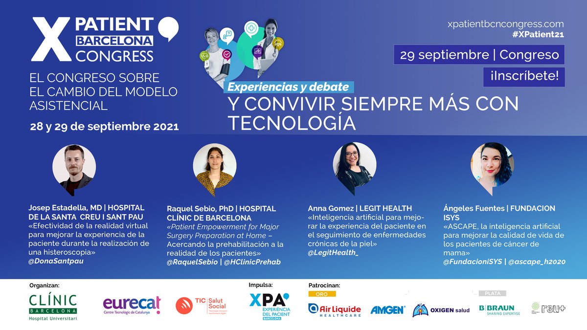 healthioglobal's tweet photo. Conoce cómo la realidad virtual (#RV) la inteligencia artificial (#IA) o las #TIC #empoderan, mejoran la calidad de vida y la #experiencia de #pacientes
✅Inscríbete al #XPatient21 y conoce iniciativas #XPA
🗓️28-29 set | 💻 congreso online
👉https://t.co/Hq87nnhabf https://t.co/zLNRZCpop7