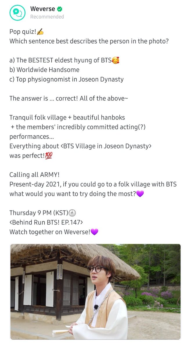 ZER0XBLACK's tweet photo. [Weverse Preview] 
Run BTS! EP.147 Behind tonight at 9PM KST on Weverse!
#BTS #방탄소년단 @BTS_twt https://t.co/fzo4eIuNNT