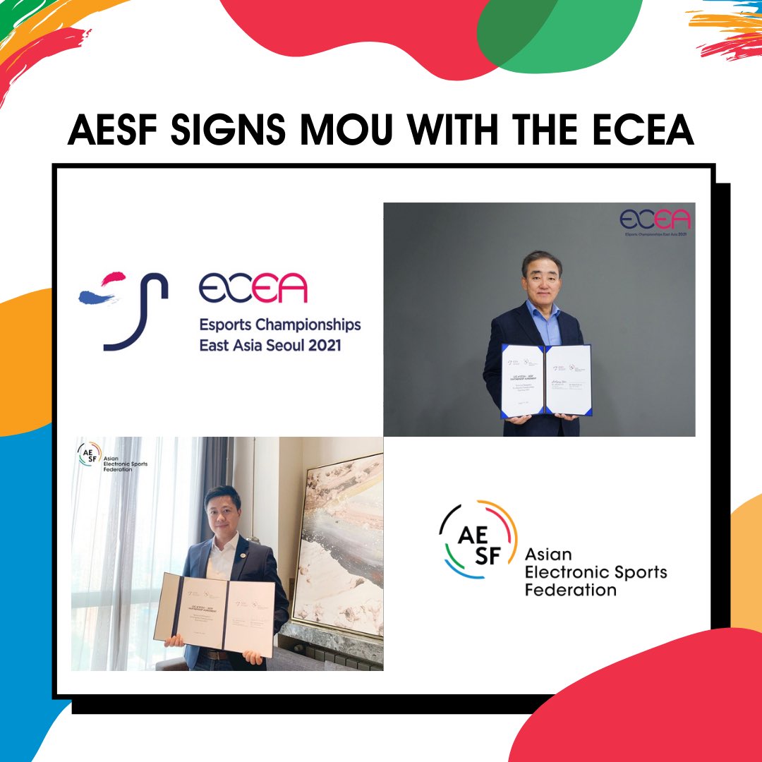 AESF_Official's tweet photo. A Memorandum of Understanding (MoU) has been signed with the Esports East Asia Championships (ECEA) recognising it as a new format of international Esports Competition. https://t.co/LLWdZwIqbT
