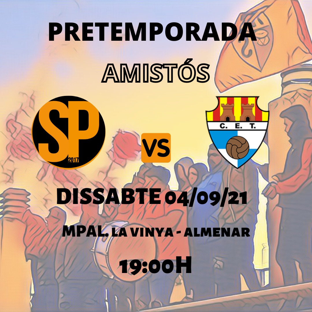PRETEMPORADA 21/22
🆚️ C.E. Torres Segre
📅 DISSABTE 04/09/21
🕔 19:000h
🏟 Mpal. La Vinya d'Almenar
Preparats!
Amunt Sporting! 🖤🧡⚽💪
Aprofiteu per fer-vos socis a l'entrada! Sorteig d'un pernil! 🎫
#PassióButanera #SportingPinyana #Almenar #Alfarràs #Lleida #FCF #futbolcat