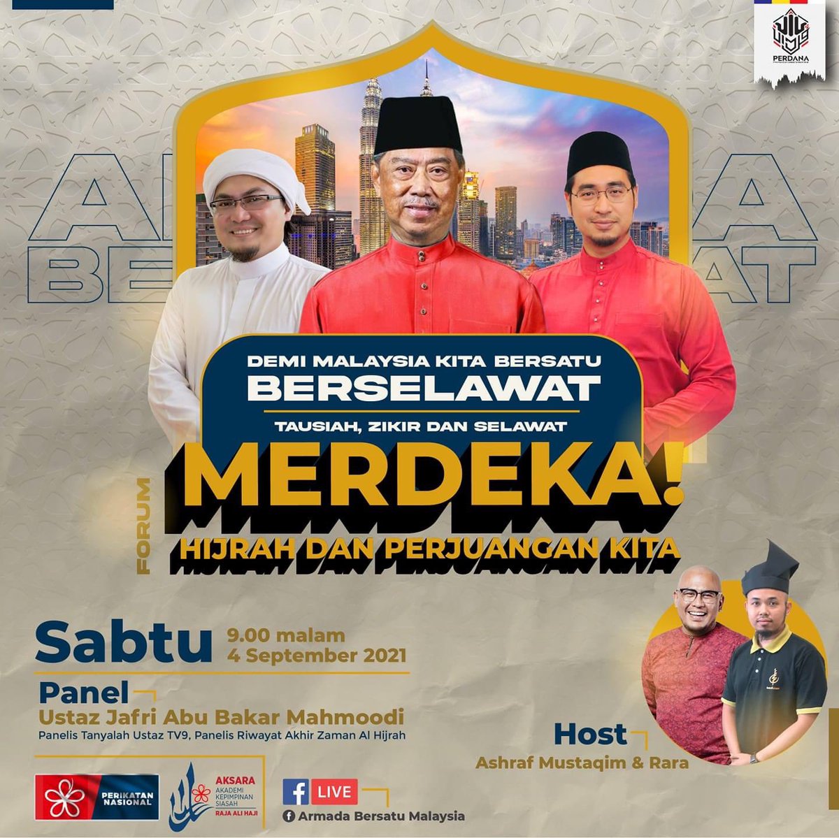 ArmadaBersatuMY's tweet photo. Bersempena Bulan Kebangsaan, memperingati Kemerdekaan tanah air dan juga Hari Malaysia serta Awal Muharam yang diraikan yang bukan sekadar menandakan tahun baru dalam kalendar Islam tambahan mengenang sejarah junjungan mulia Rasulullah, Muhammad s.a.w. https://t.co/zMREgkzHOf