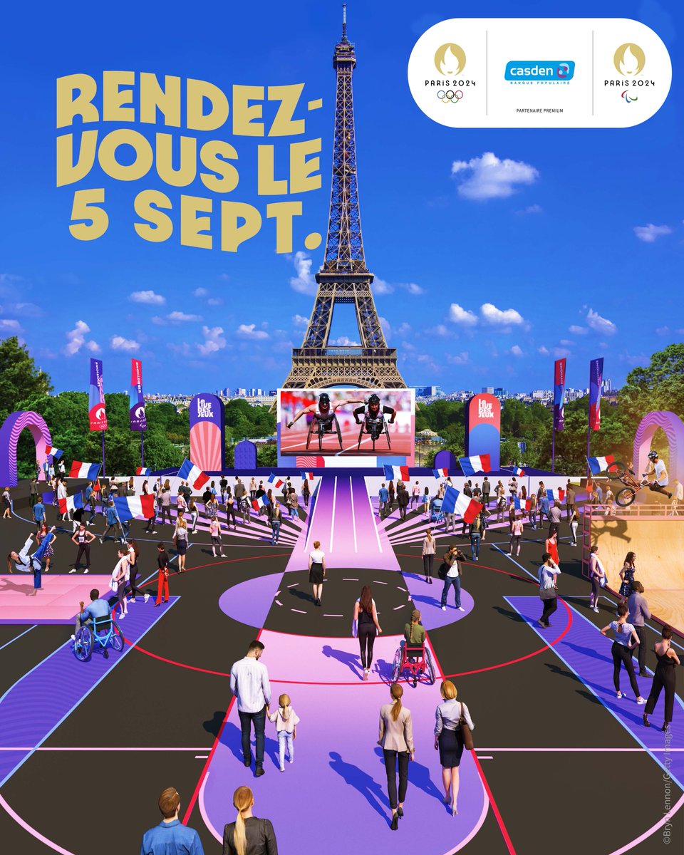 Casden_BP's tweet photo. Tous au Trocadéro le 5 septembre pour suivre ensemble et en live le passage de relais paralympique entre #Tokyo2020 et #Paris2024
Pour la 1ère fois de notre histoire, on organise les Jeux Paralympiques en France .
Fêtons-le ensemble !
https://t.co/JeDQ8U4E90 https://t.co/zCdGaWzI7p