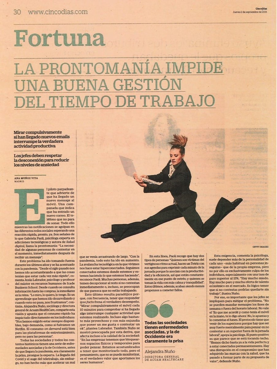 Septiembre es un buen momento para reflexionar, mejorar procesos y trabajar con y para el beneficio de las personas. @double_Abrand nos habla en <a href="/cincodiascom/">CincoDiascom</a> de otro tipo de pandemia, la “prontonomía”. Rentrée! #Bienestar #Empresas #StrategicConsultancy
cincodias.elpais.com/cincodias/2021…
