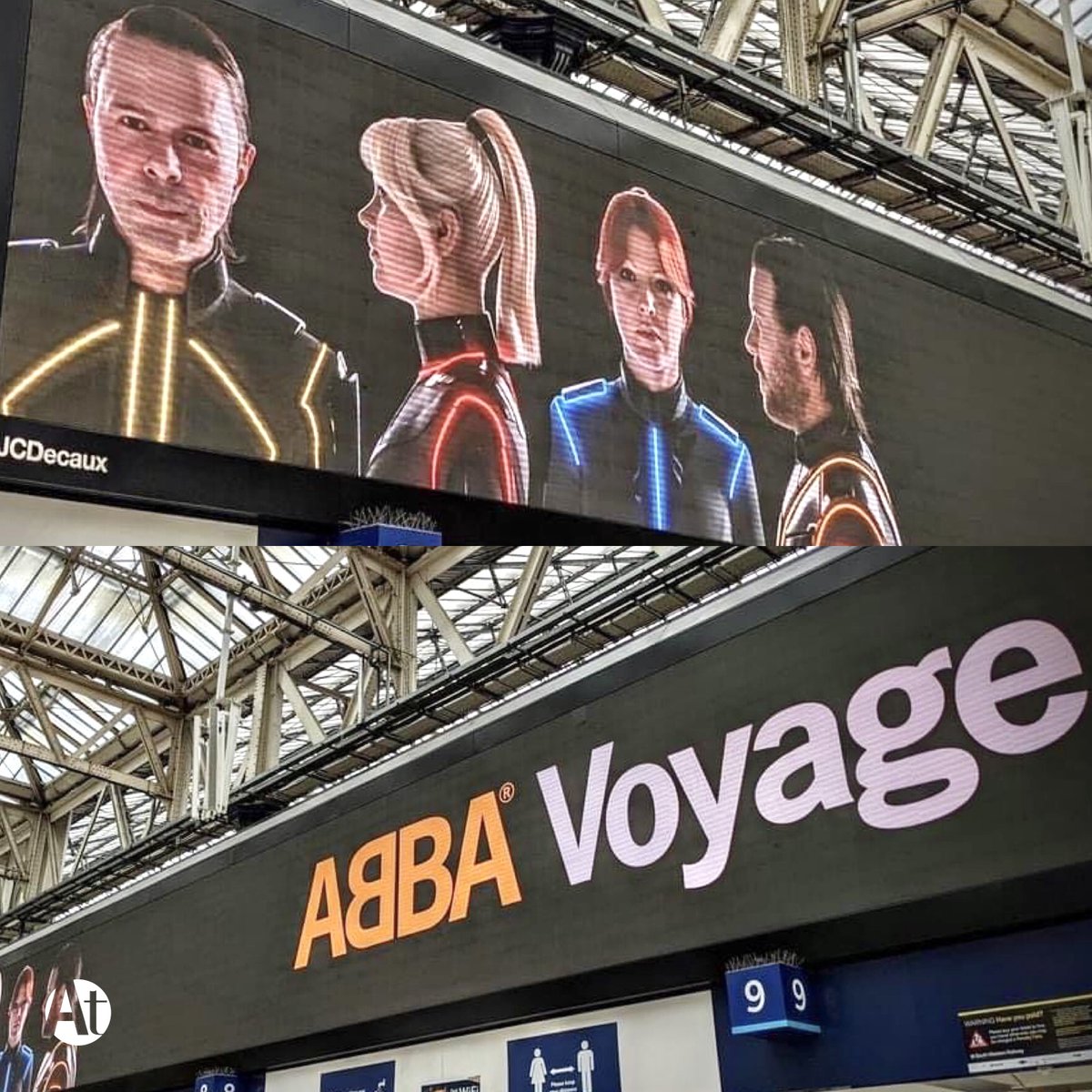 First look: #ABBA in digital form at Waterloo Station, London, this morning! 📸 Sam Burgess.