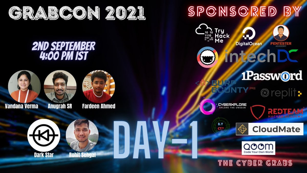 thecybergrabs's tweet photo. Day-1 of GrabCON 2021 is here.

https://t.co/XwIm7lyX1a

@InfosecVandana @cyph3r_asr @fardeenahmed411 @darkstar7471 @sec_r0 #grabcon https://t.co/IHYfLPxca4